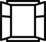 an outline drawing icon of an opening window