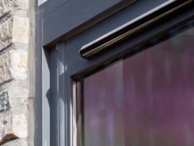 close up image of aluminium commercial smart wall system