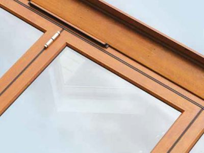 Close up of wood effect available on the OW-80 Aluminium Casement window